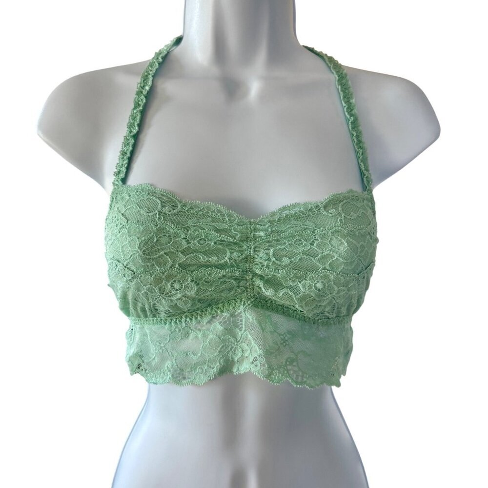 Lace Halter Bralette Mint Green Victorias Secret PINK Size Small